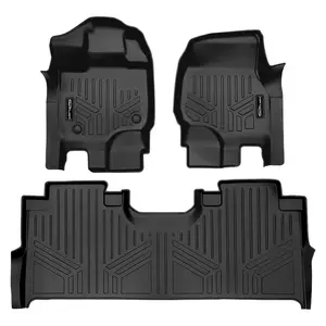 SMARTLINER 2 Rows Custom Fit Floor Liners Compatible with 2015 - 2025 Ford F-150 Super Crew (Gasoline | Carpet and Vinyl | 1st Row No Over the Hump| 1st Row Bucket seat | 2nd row with rear under-seat storage)