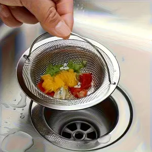 2 Piece Set Stainless Steel Sink Filter Kit, Sink Drain Strainer, Kitchen Drain Pipe & Mesh, Anti-Slip Handle, Rust Resistant, Hair Catcher, Food Debris Preventor