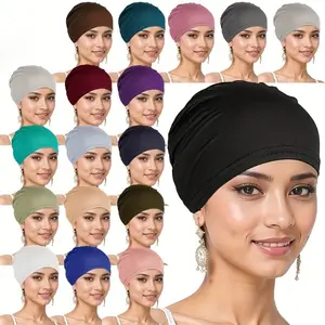 Set of 10 Women'S Turbans in a Single Color, Featuring a Two-Piece Design, Perfect As a Casual And Comfortable Headscarf Hat for Chemotherapy Or Hair Loss