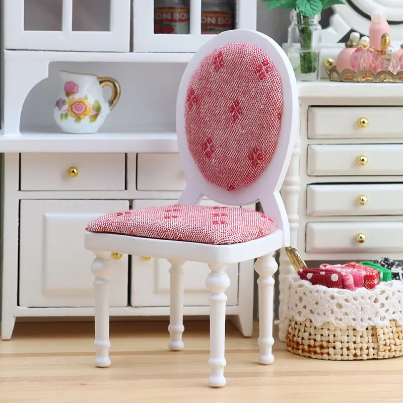 1:12 Dollhouse Miniature Vintage Chair Fairy Garden Tiny Chair for Fairy House Decor Perfect for DIY Crafts and Model Display Christmas Easter New Year Gift