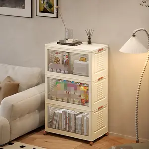 Compact Storage Cabinet, Foldable PP Material, Multi-Layer Organizer, Ideal for Kitchen Bathroom Living Room Bedroom Desk