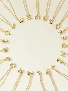 Personalized Bubble Initial Pendant Necklace for Women, Metal Chain, Charming Necklace for Girlfriend Gift, Stylish Everyday Jewelry, 26 Letter Custom Options, Birthday Gift Jewelry