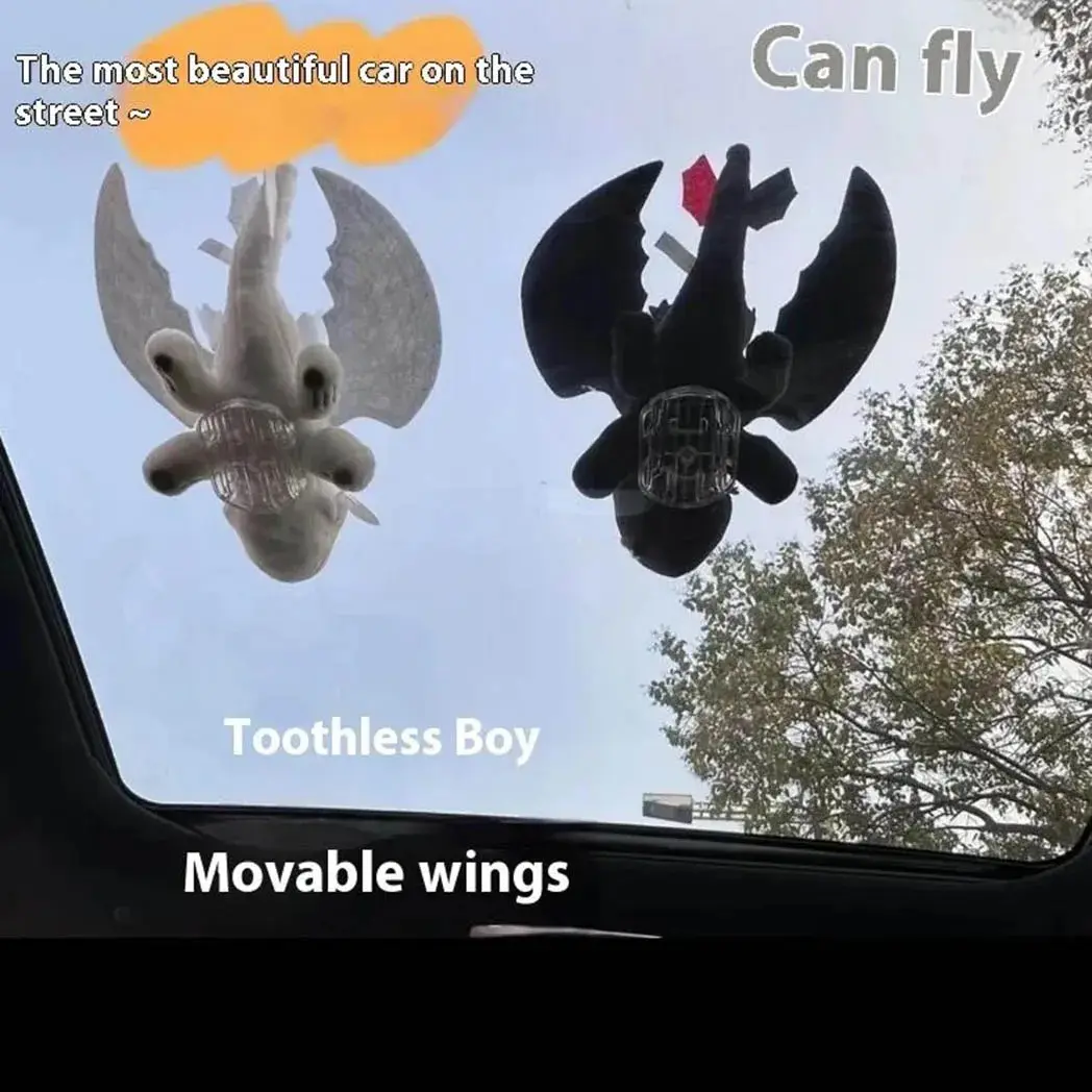 2025 New Fashion Car Accessories Plush Toys Removable Buckle Little Dragon The Wings Can Move Boys Gift Not charged