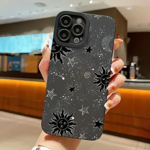 For iPhone 15 16 Pro Max Case Cartoon Sun Moon Star Phone Case For iPhone 14 13 12 11 Pro 13Mini XS XR X 7 8 Plus SE Soft Cover