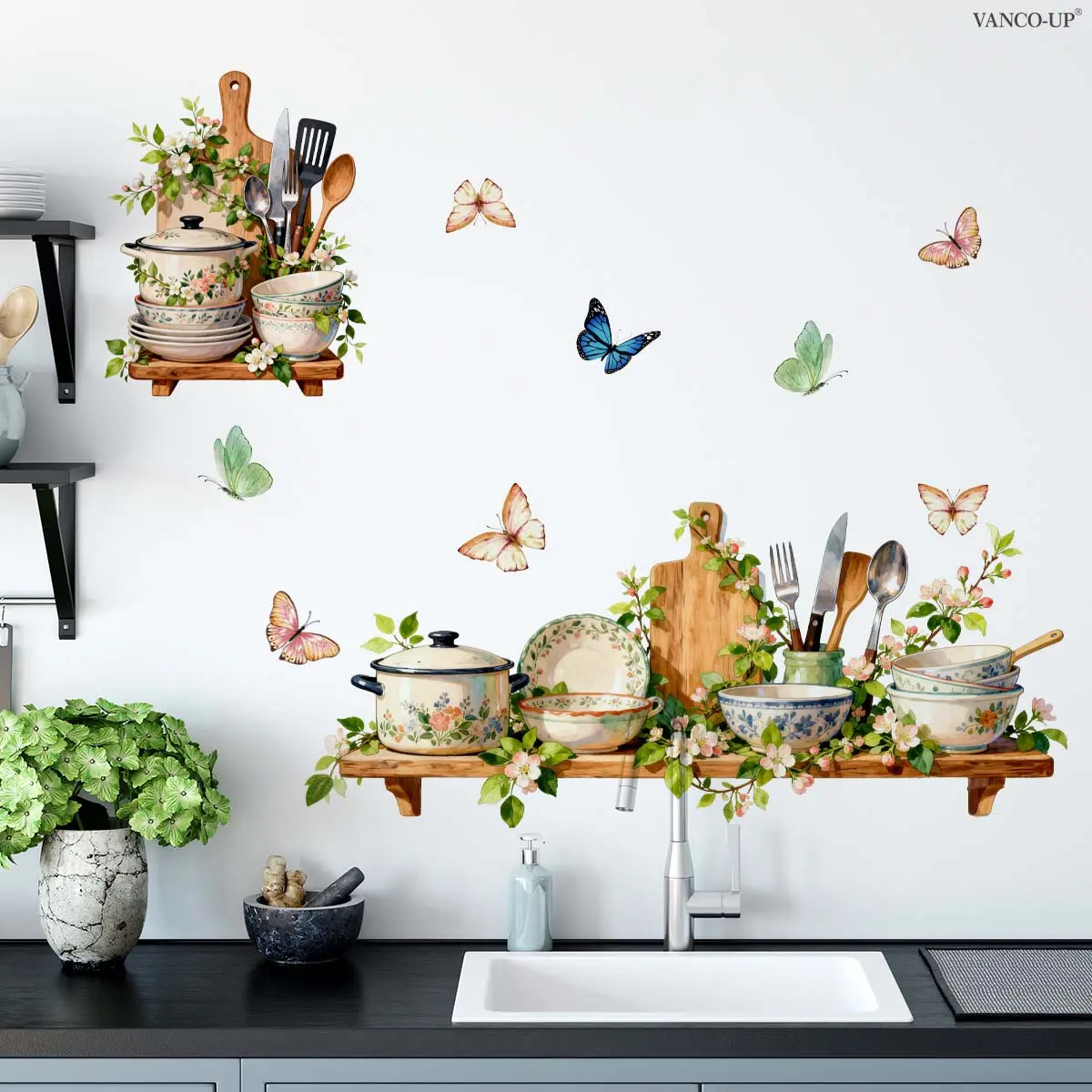 A (30*90cm) tableware butterfly 2D flat wall sticker, home decoration self-adhesive wall sticker, Decorative Sticker, Decorative Decal, Butterfly Stickers, M20389-KR