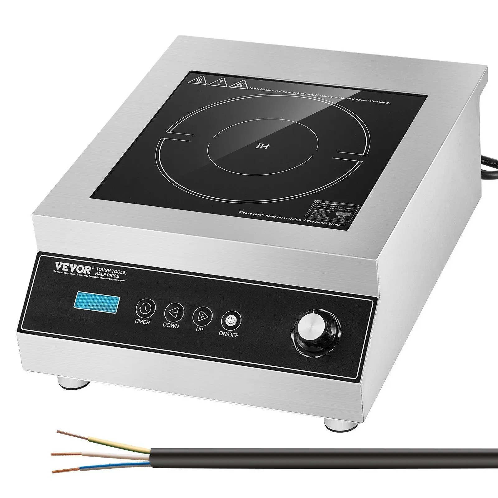 【Summerfinds】VEVOR Portable Induction Cooktop,  1800W Commercial Induction Burner with 9 Temperature Settings, Stainless Steel Countertop Induction Hot Plate with 3H Timer, Child Lock, for Restaurant Cooking