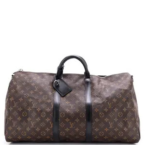 Pre-owned Louis Vuitton Canvas Coated Travel Bags Keepall Bandouliere Bag Macassar Monogram Canvas 55 by Rebag