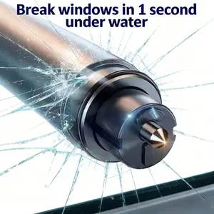 Vehicle Emergency Escape Tool with Concealed Glass Breaker and Seatbelt Cutter, Functional Underwater, Mini Safety Hammer for Car Survival