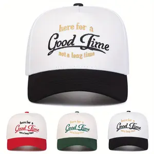 Adjustable Letter Embroidered Patchwork Baseball Cap Trucker Hat for Casual Outdoor Use, Unisex Sun Protection