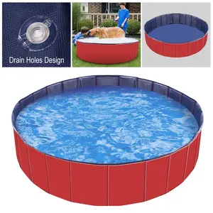 Foldable Pet Swimming Pool, Heavy Duty PVC Collapsible Dog Pool & Kiddie Pool, Portable Pet Bath Tub & Play Mat for Dogs, Kids, Toddlers, Outdoor Backyard Summer Water Fun (Color Random)