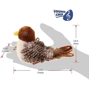 GiGwi Interactive Cat Toys Squeaky, Stimulated Chirping Bird Toy Making Noise,Automatic Chirp Bird Cat Toy with Feather Tail, Melody Chaser Play and Squeak Kitten Toy for Boredom