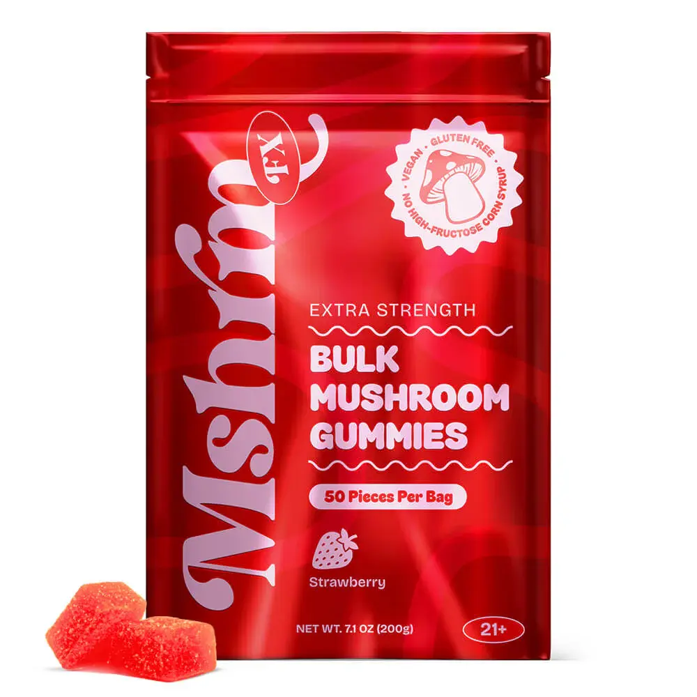 MshrMFX Bulk Mushroom Gummies — Strawberry | 50ct For Enhanced Energy & Focus