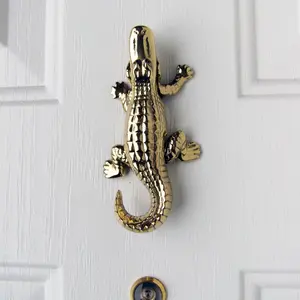 Alligator Door Knocker by Michael Healy - Handcrafted, Easy Install, Solid Cast Brass