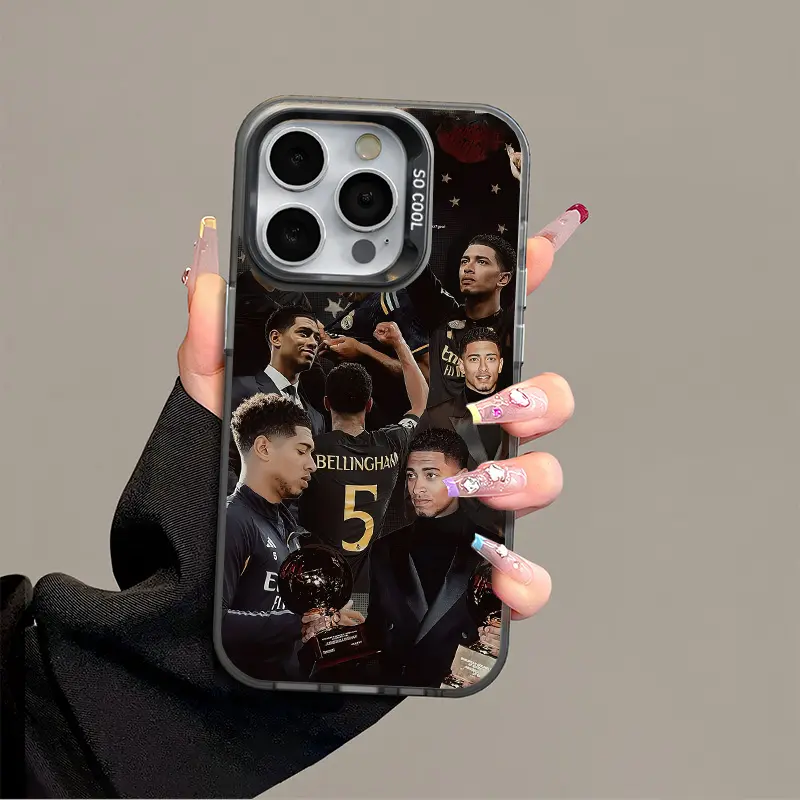 Bellingham Pattern Fashion Phone Case for iPhone 17 16 15 14 13 12 11 Pro Max Plus Air & Samsung S25 S24 S23 S22 Plus FE Anti-Drop Protection Acrylic High-quality Football Cover Shockproof, Accessories, Smartphone, Cellphone, Devices, Casing, Protective,