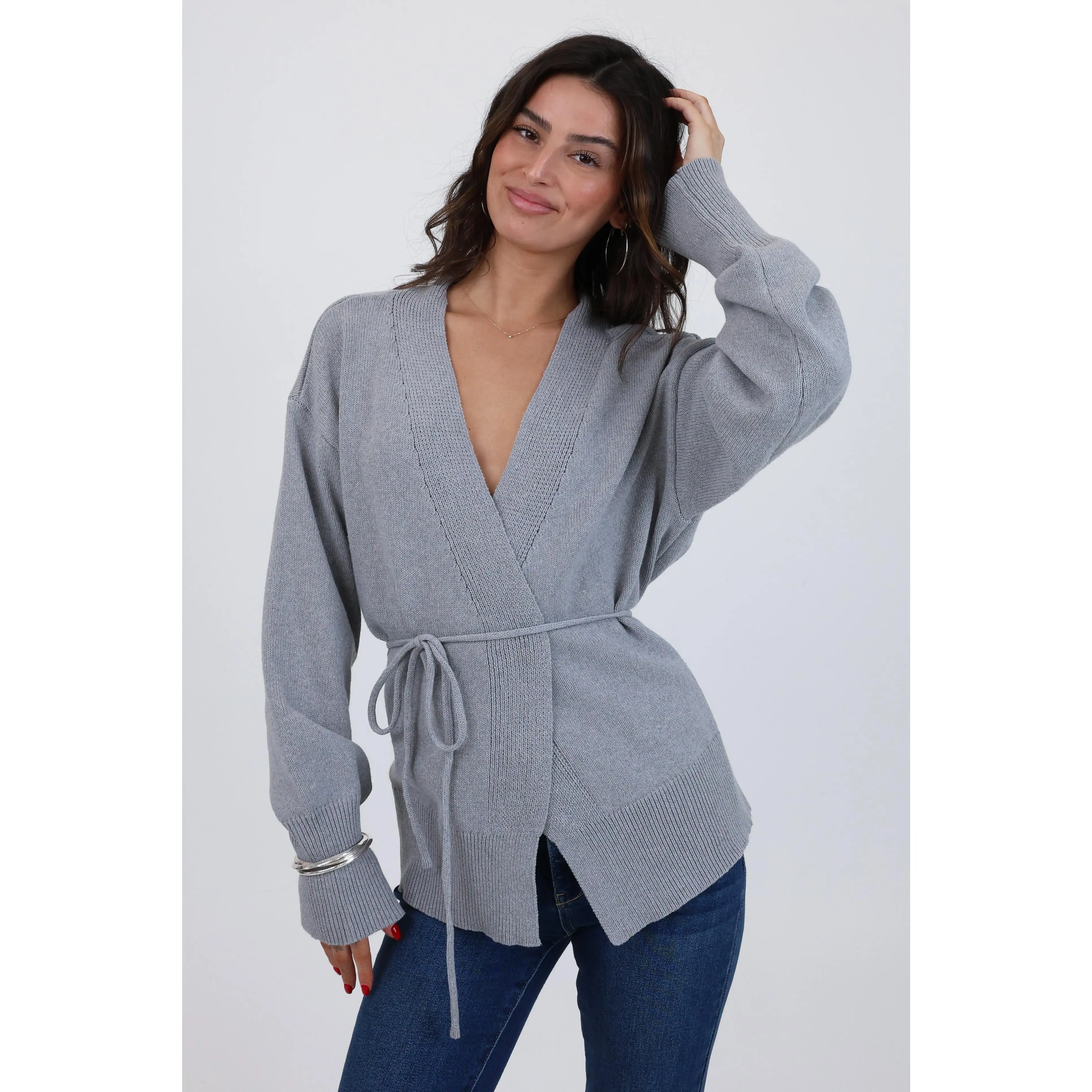 Women's Blake Sweater - Long Sleeve Cotton-Polyester Blend Knitwear Pullover Top, Tie Detail, Cold Wash, Imported Tops for Women, Female Knitwear for Daily Casual Wear