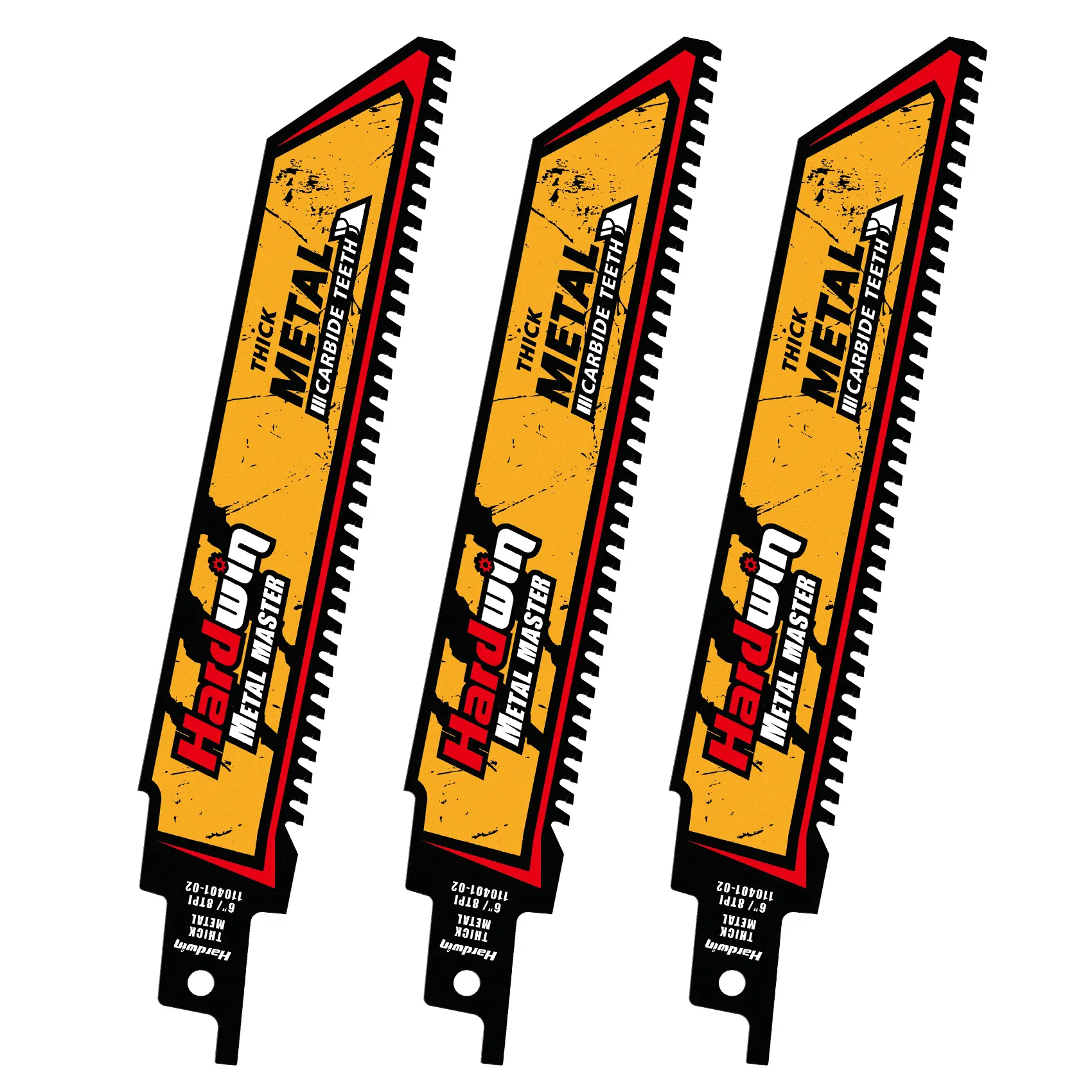 HARDWIN Carbide Reciprocating Saw Blade R678HM, 6-Inch 8 TPI 3-Pack, Endurance for Thick Metal/Cast Iron/Alloy Steel, Universal 1/2-Inch Shank, High-Speed Efficient Cutting