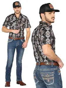 Centenario Mens Bootcut Denim Jeans - Dark Blue