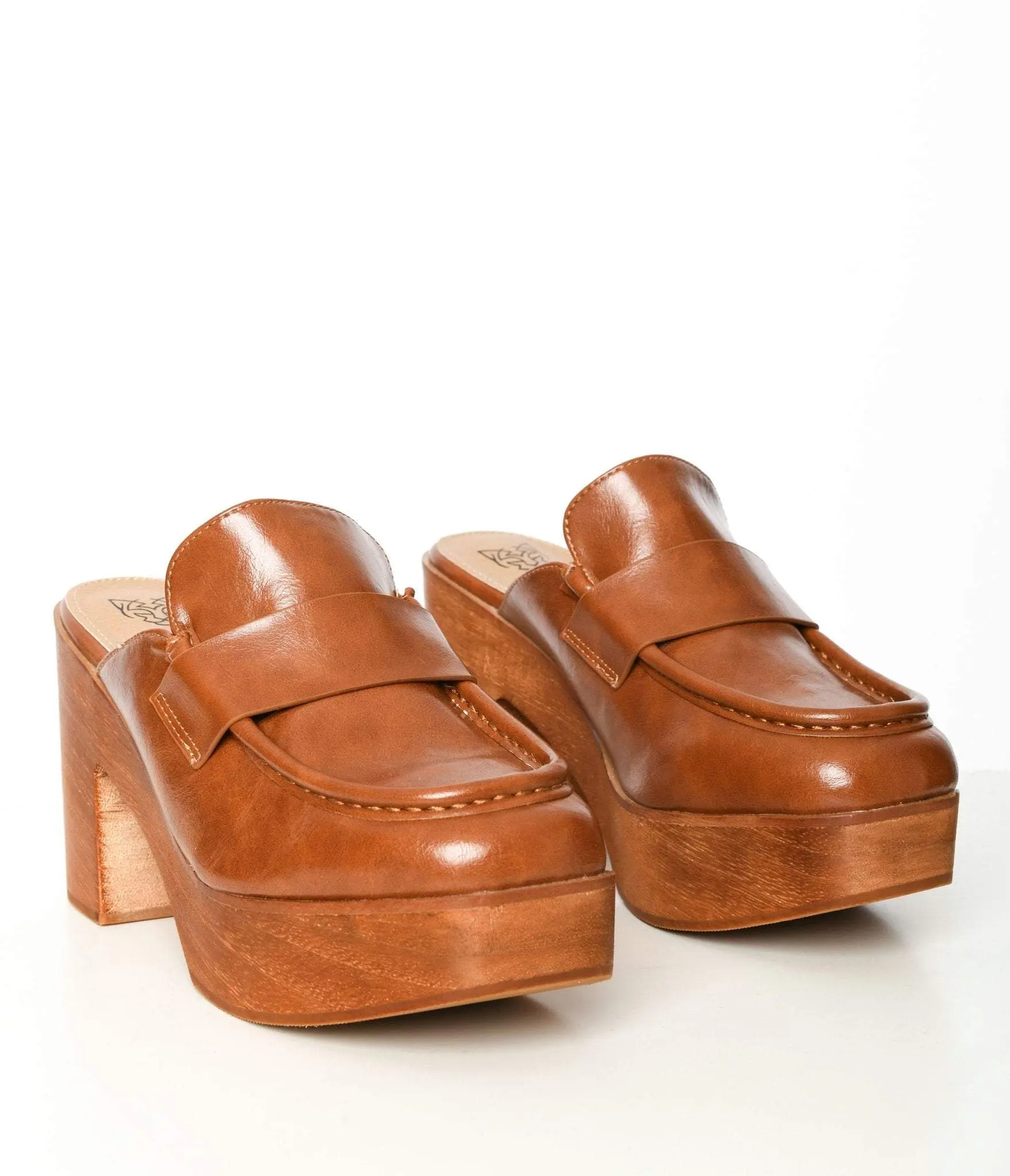 Camel Brown Platform Loafer Clogs Camel Brown Platform Loafer Clogs