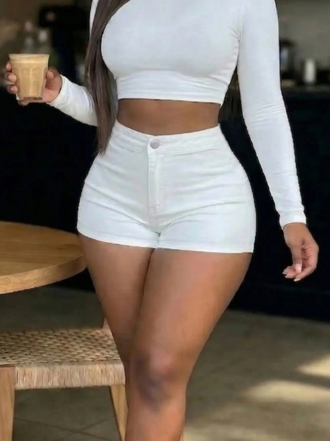 Sexy High-Waisted Elastic Shorts, Casual Shorts Loungewear, Womenswear Casual Fashion Fitted Hot Pants with Pockets, Soft Comfortable Daily Wear, All Seasons, Casual Fashionable Shorts