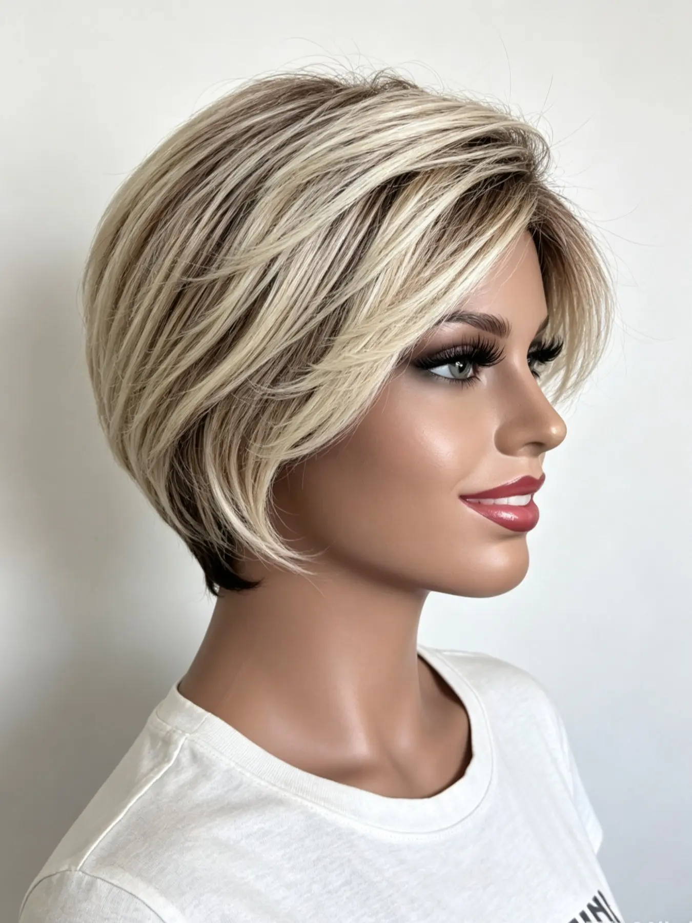 8Inches Trendy Short Pixie Cut Wigs Glueless Layered Haircut Wig Wavy Synthetic Wigs With Bangs Ombre Gray Blonde Brown Black Mixed Color Natural Fluffy Stylish Daily Party Cosplay Fashion Hair Wigs For Wome