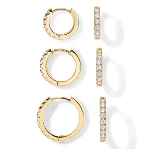 UURiel New Hoop Earrings Cubic Zirconia Fashion Earrings, 3 Pieces/Set Tiny Hoop Huggie Cuff Earrings for Women Men  hoop earring