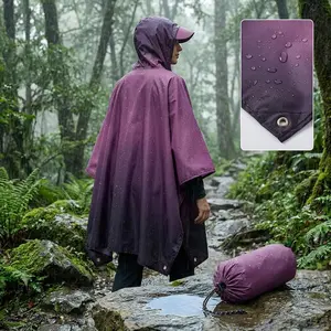 Hooded Rain Poncho for Adults - Waterproof Lightweight Raincoat for Hiking Camping Outdoor Activities, Emergency Weather Protection, Reusable Packable Windbreaker for Travel Fishing