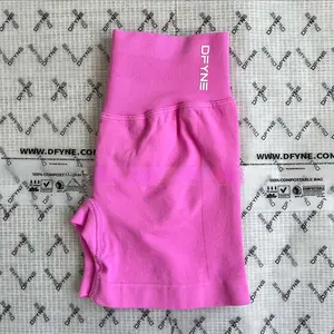 DFYNE Women's Seamless High-Waist Knit Yoga Shorts – 3-Inch Mid-Length Workout & Gym Shorts