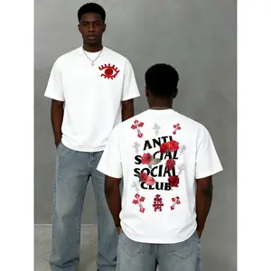 Anti Social Club Graphic Cropped T-Shirt For  Men, Women  T-Shirt Letter New Streetwear Clothing Harajuku T-Shirt Tee, Y2K Style Casual Oversized Printed