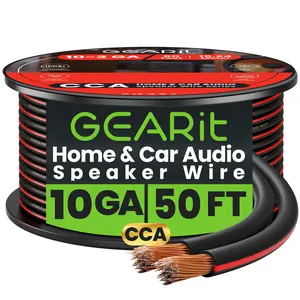 GEARit 10 Gauge Speaker Wire CCA - Copper Clad Aluminum, Black, Cable for Stereo Recording