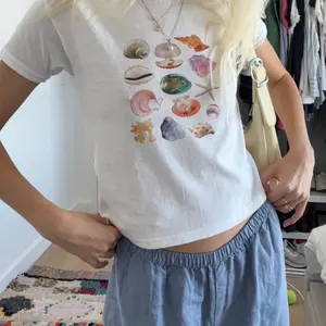 [Sale Up To 40%] Sea Shell Baby Tee Summer Outfits Vintage Collage Aesthetic Seashell, Trendy Shirt For Women, Gifts For Her