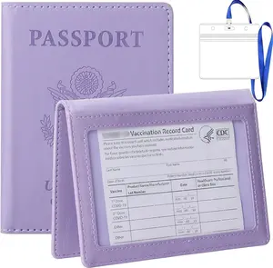 Passport Holder Women Men, Travel Essentials Passport Wallet, Travel Must Haves Passport and Vaccine Card Holder Combo, PU Leather Passport Cover Protector Travel Accessories