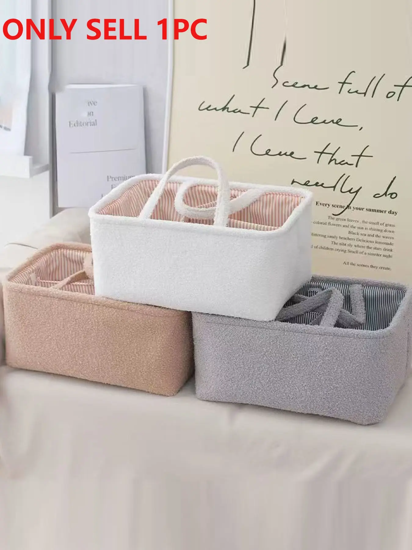 Soft multi-compartment storage basket with handle, portable large capacity storage bag, home bathroom cosmetic storage, Toiletries Basket, Room Organizers, Baskets for organizing, ONLY SELL 1PC