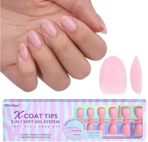 BTArtbox XCOATTIPS Natural Nail Tips - Extra Short Almond Press On Nails Pink