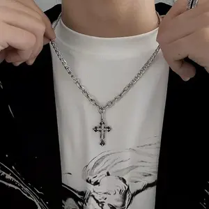 Luxury Bogadion Cross Pendant Necklace for Men Diamond Hip Hop Chain Jewelry Minimalist Stylish Unisex Gift Trendy Mens Accessories