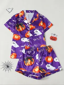 Women's Halloween Pajama Set, Soft Silk Casual Sleepwear, Perfect Gift for Women & Girls, Comfortable Autumn Homewear