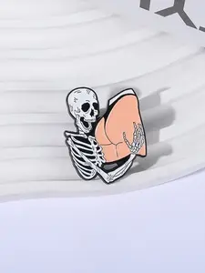 Cartoon Skull Pin Badge, Fun Zinc Alloy Brooch, Humorous Punk Style Design, Backpack Hat Jean Accessory, Teenage Avant-Garde Jewelry, Halloween, Hat Pins