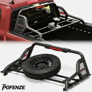 POFENZE-NADIA Heavy-Duty Adjustable Truck Roll Bar Chase Rack for Full-Size Trucks, Compatible with Chevrolet Silverado, Toyota Tundra, Ford F-Series Super Duty, Ram, Nissan Titan/Titan XD, GMC Sierra (Fits 1500/2500/3500 Models) Universal Steel Bed cover