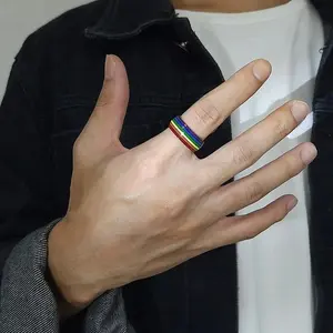 Pride Rainbow Unisex Ring Wedding Band Wedding Ring Friendship Ring