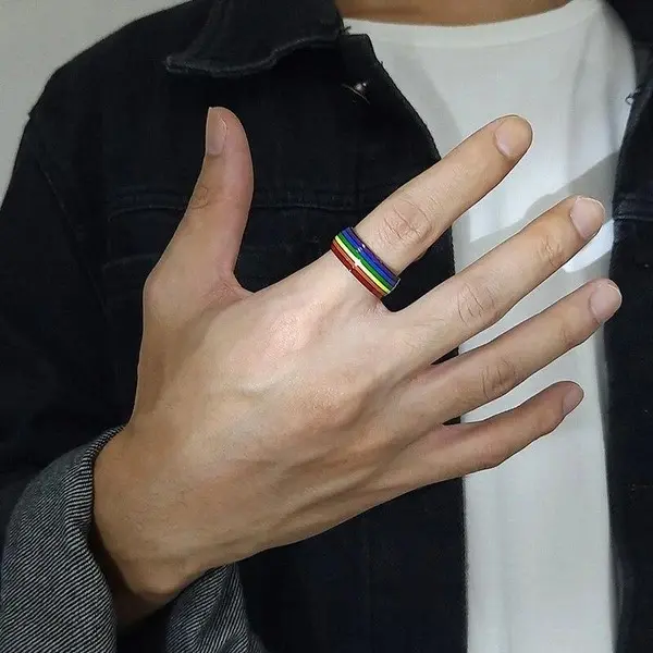 Pride Rainbow Unisex Ring Wedding Band Wedding Ring Friendship Ring