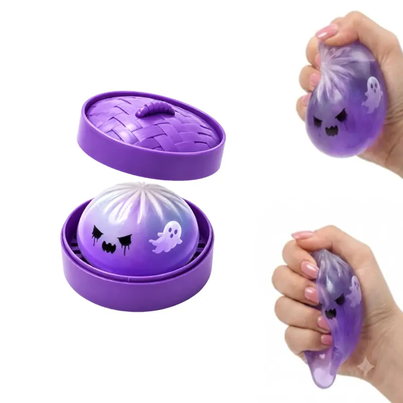 Ghost Baozi Squishy Toy, Halloween-Themed Baozi Squeeze Toy, Cute, Soft & Stretchy Sensory Fidget Toy for Anxiety & Stress Relief, Party Favors & Holiday Gifts