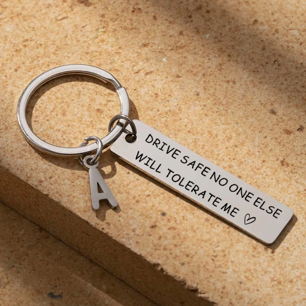 Drive Safe Engraved Initial Keychains - Custom EDC Keychains, Gifts for Boyfriend, Birthday & Anniversary Presents for Loved Ones