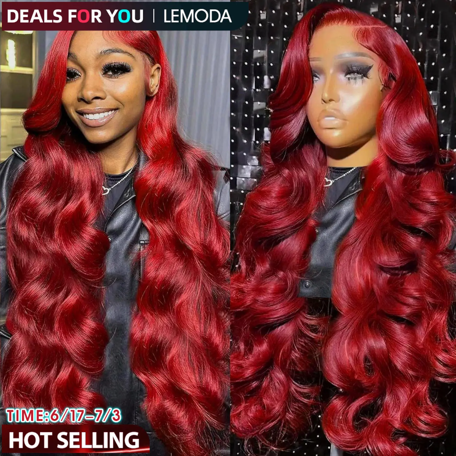 [DEALS FOR YOU】Lemoda Burgundy 13x6 HD Transparent Lace Frontal Human Hair 99J Wigs 200 Density Pre-Cut / Pre-Plucked Brazilian Body Wave Lace Front Wig With Tiny Knots summerwins