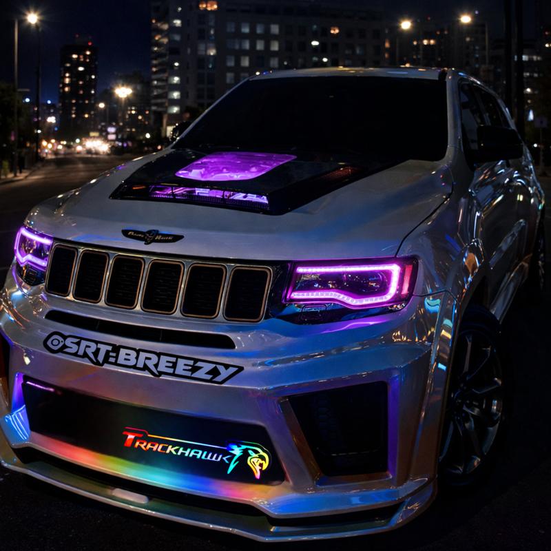 Jeep Trackhawk LED Grille Emblem Badge – RGB Flow Series | Bluetooth App Controlled (2018–2021)