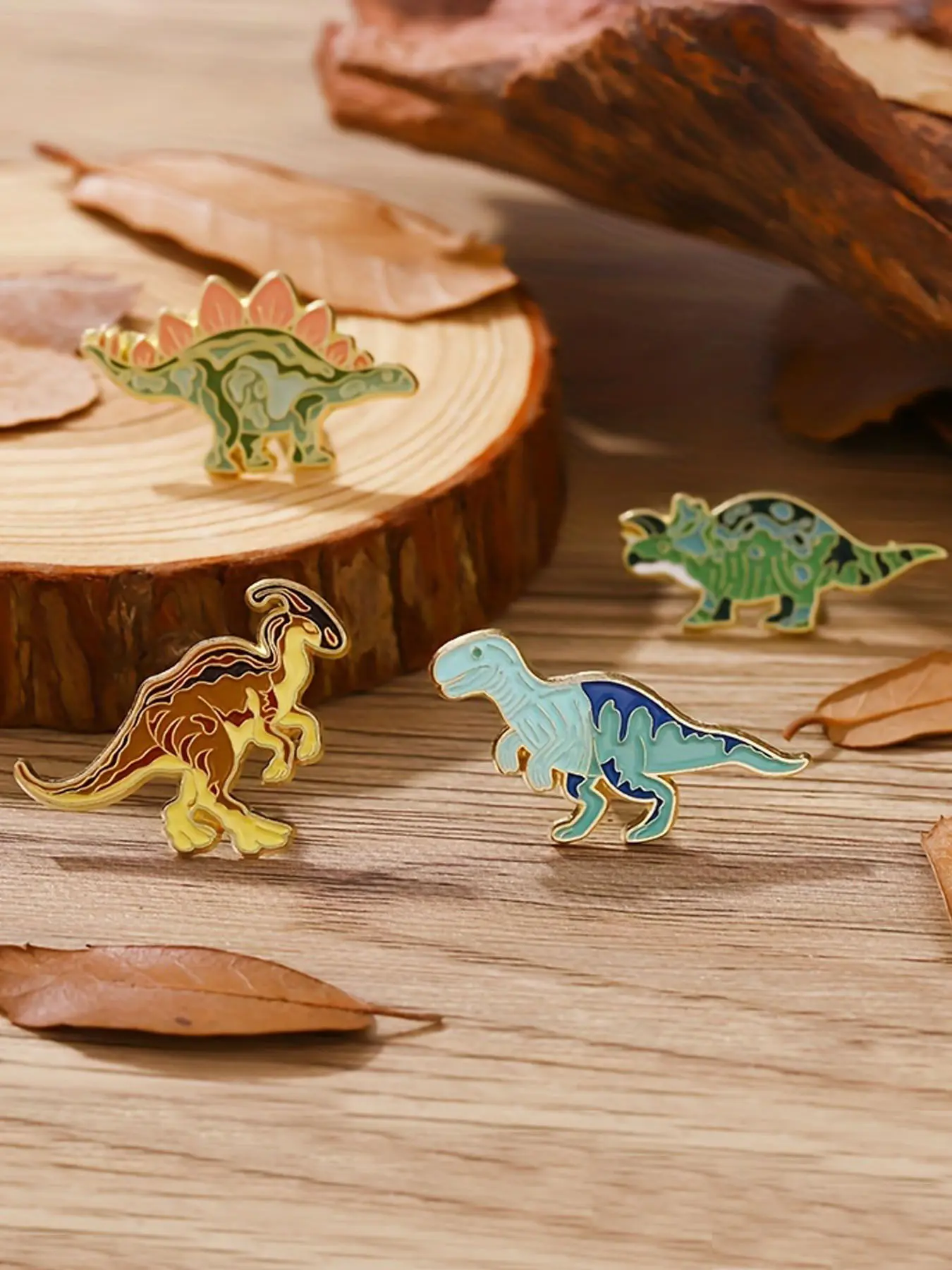 1/5pcs Cute Cartoon Dinosaur Enamel Lapel Pins Set, Alloy Metal Brooches, Brooch Pin Clip, Fashion Animal Shaped Badges Accessories for Clothing, Unisex Daily Wear, All Seasons