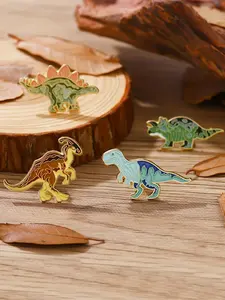 1/5pcs Cute Cartoon Dinosaur Enamel Lapel Pins Set, Alloy Metal Brooches, Fashion Animal Shaped Badges Accessories for Clothing, Unisex Daily Wear, All Seasons
