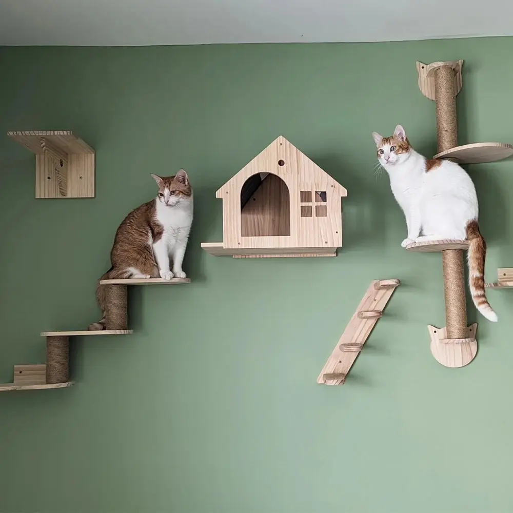 1 Pc Wall Mounted Cat Climbing Shelf, Cat Wall Steps, Cat Hammock, Cat Wall Furniture Perch, #SummerWins #DealsForYouDays,Solid Wood Cat Wall Shelf for Indoor Playing, Climbing and Resting, Maximum Load Capacity 12kg (26lb)