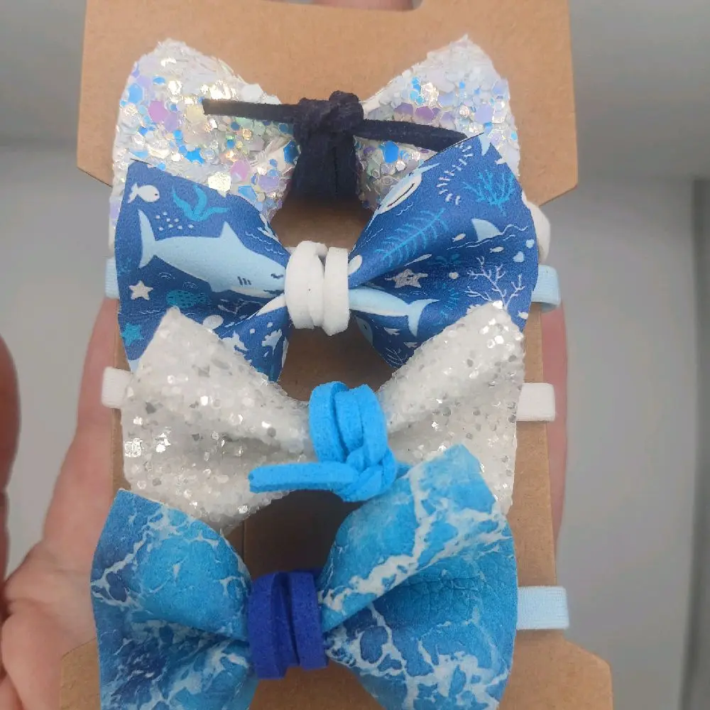 bearded dragon bow set, small animal bows, pet accessories,  ocean bows, summer bows, pet clothing, bearded dragon clothes