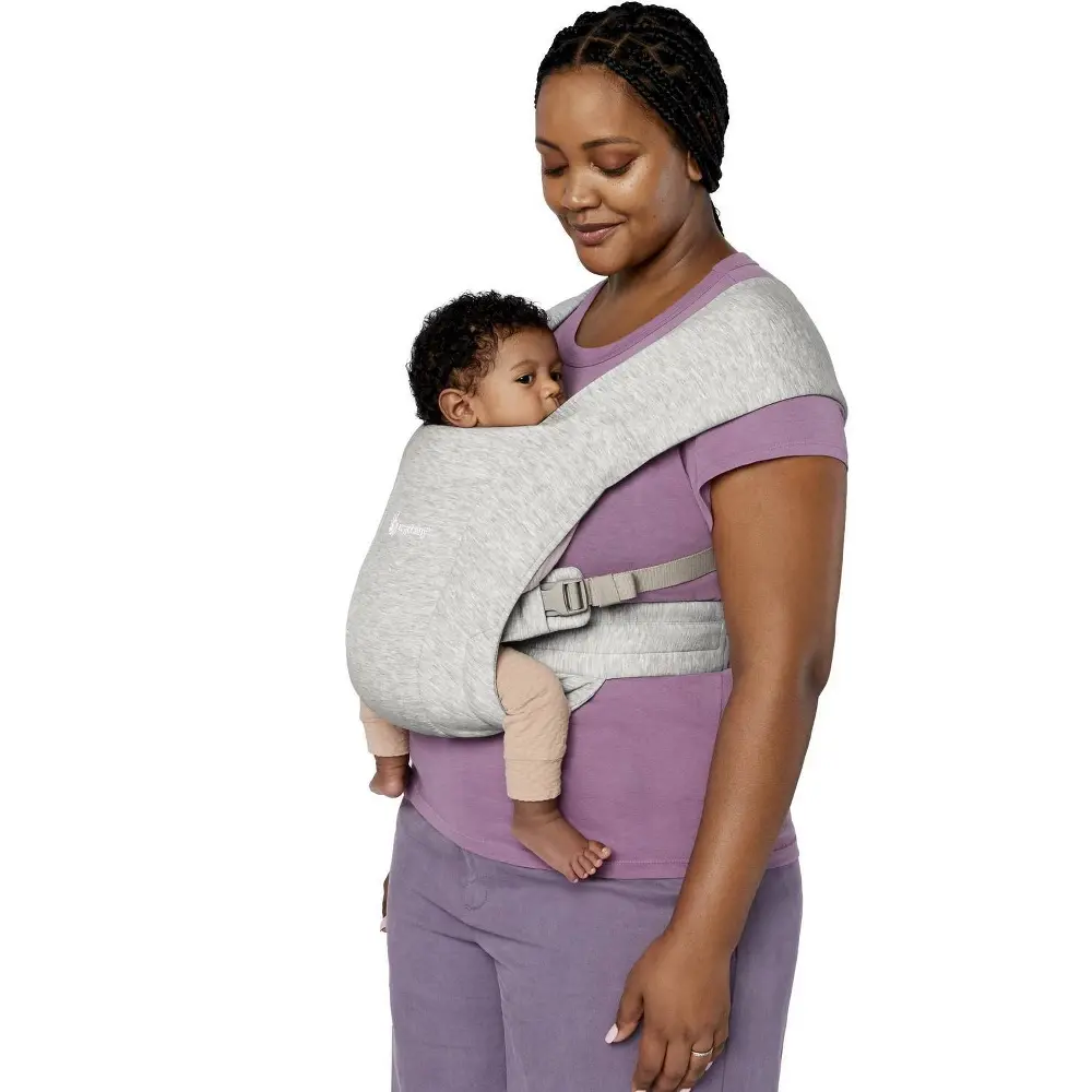 Ergobaby Embrace Soft Gray Baby Wrap Sling For 0-6 Months, Portable, 0 - 3 Months, Adjustable, Front Hold, Carrier