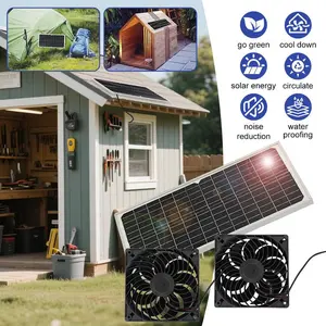 20W Solar Powered Fan Kit, 12V Dual Exhaust Fan with Waterproof Solar Panel, Portable Ventilation Fan for Greenhouse, Pet House, RV, Outdoor Cooling#fathersdaygift