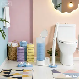 Disposable Toilet Brush Set with Scented Refills Wall Mount Holder Magic Wand Design for Deep Cleaning Hygienic Bathroom Maintenance Easy Installation 360° Rotatable Bowl Cleaners